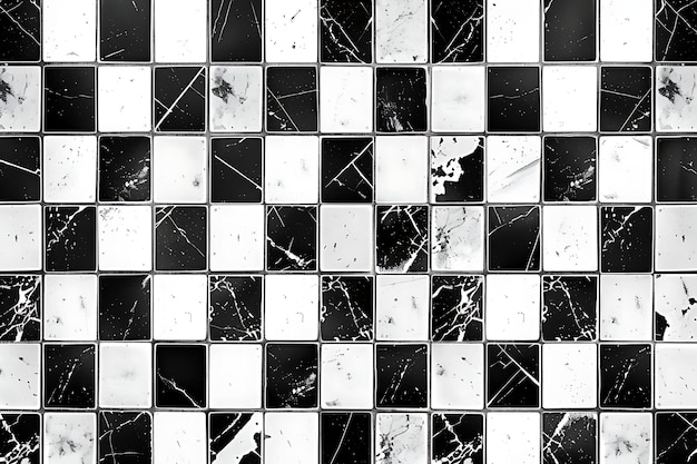 a black and white marble floor with a white and black diamond pattern