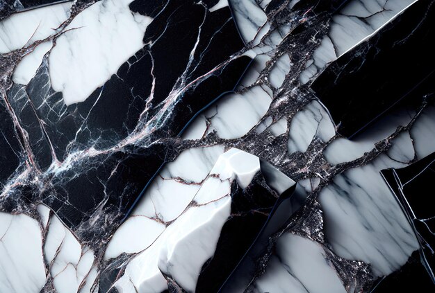 Black and White Marble Texture Generative Ai Art