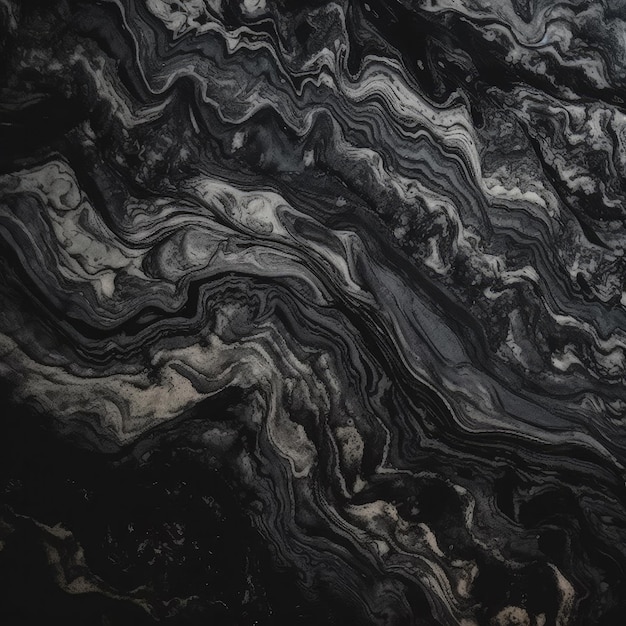 Черно-белая мраморная текстура с черным фоном.