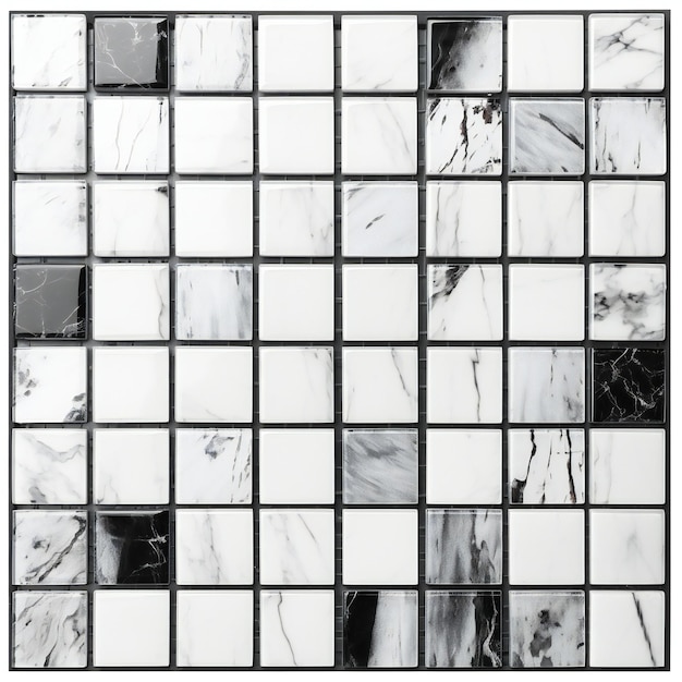 Black and white marble tile wall texture background High resolution