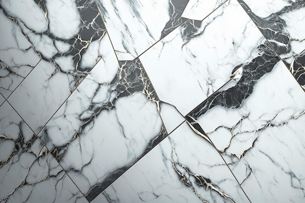 A black and white marble tile with a gold leaf pattern.