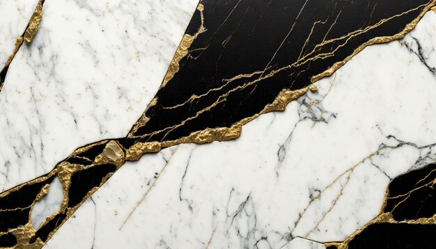 Black white marble with golden veins background Generative AI