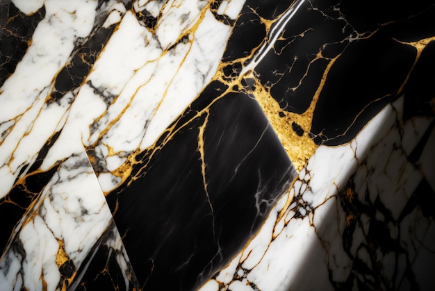 Black white marble with golden veins background Generative AI