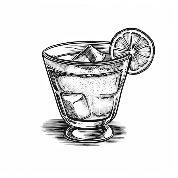 Photo black and white margarita sticker on white background