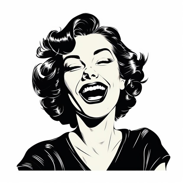 Photo black and white marilyn monroe vector illustration with lively facial expressions