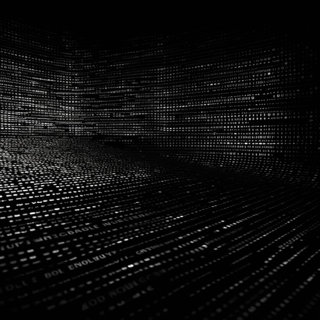 Black and white matrix digital background Abstract cyberspace concept 3D Rendering