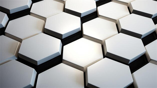 Black and white metallic hexagonal background 3d render illustration
