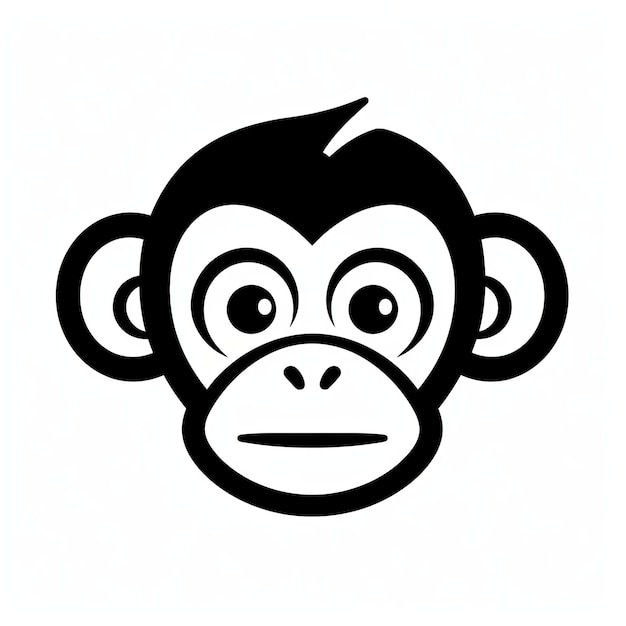 Photo black and white monkey logo design with fisheye lens style