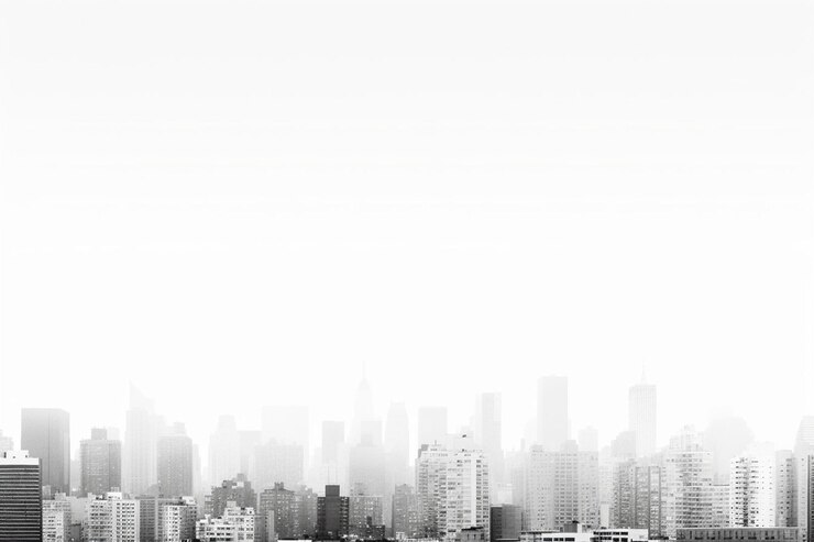 Photo black and white monochrome of minimal of a city landscape panoramic view