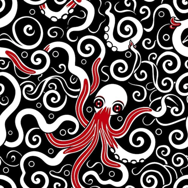 Photo a black and white octopus with a red face on it