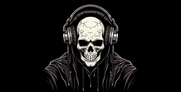 Photo black and white only vector graphic realistic scary halloween skull