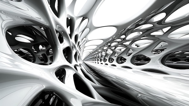 Black and white organic structure with a smooth surface