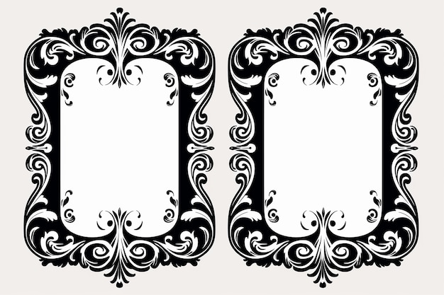 black and white ornate vintage frame ornament