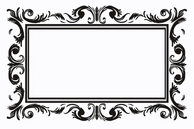 black and white ornate vintage frame ornament