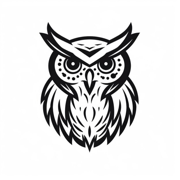 Black And White Owl Icon On White Background