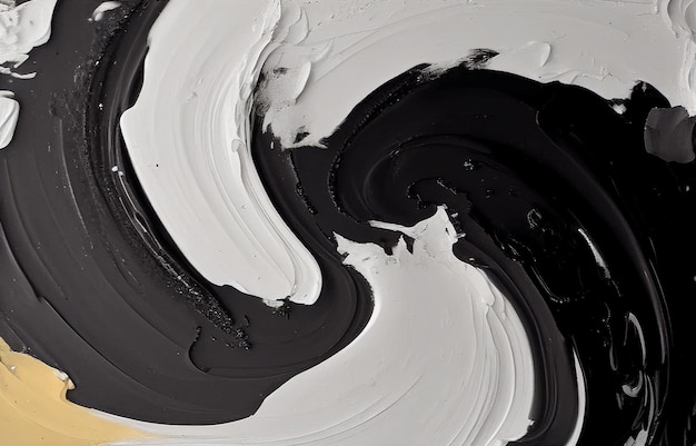 A black and white paint with a swirl of white paint.