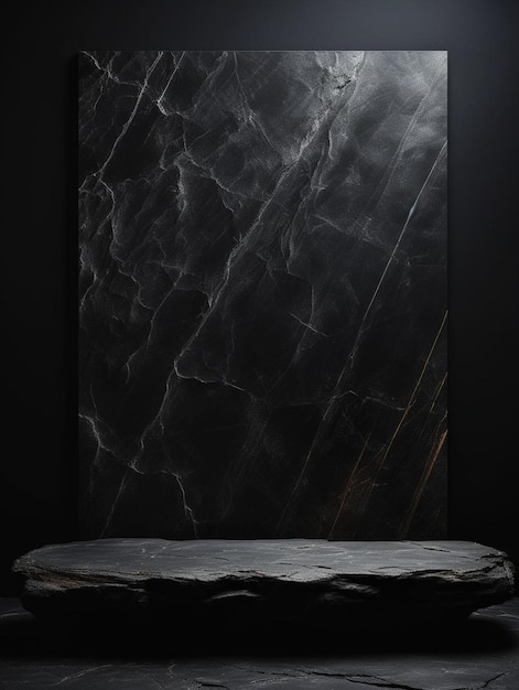 a black and white painting of a bed with a black background.