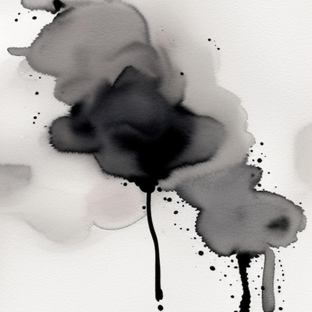 Foto un dipinto in bianco e nero di un fiore bianco e nera