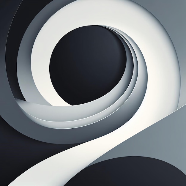 a black and white painting of a circle and a white circle