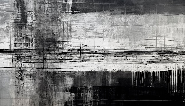 A black and white painting of a landscape