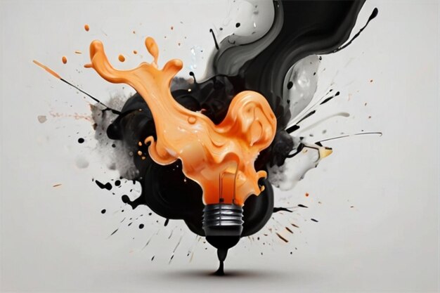 a black and white painting of a light bulb with the word quot light quot on it