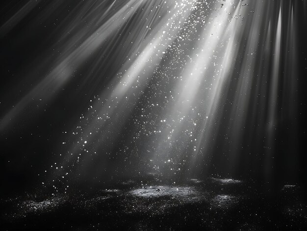 Photo a black and white painting of a light shining down on a black background