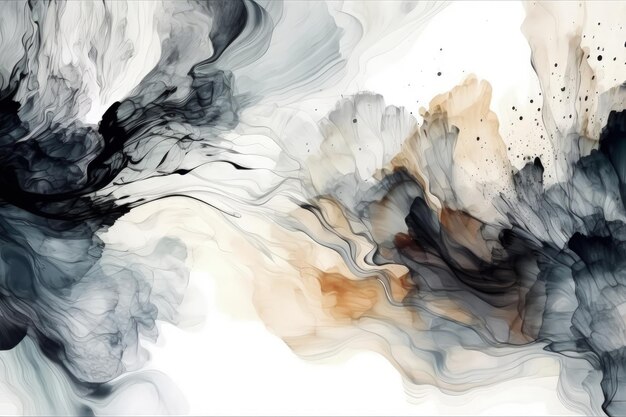 A black and white painting with lots of smoke generative AI