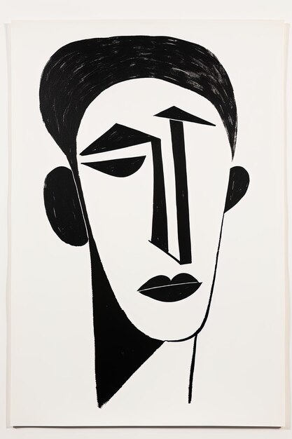 a black and white painting of a womans face with the word t on it