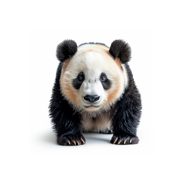 Photo black and white panda bear sitting on the ground generative ai