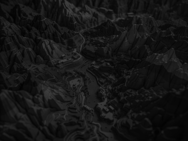 Black and white paper cut terrain background created with Generative AI technology