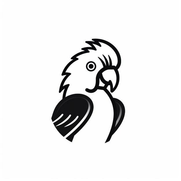 Photo black and white parrot bird logo inspired by julian opie