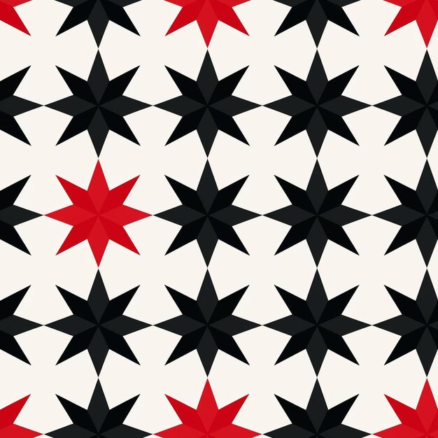 A black and white pattern of black and red squares.