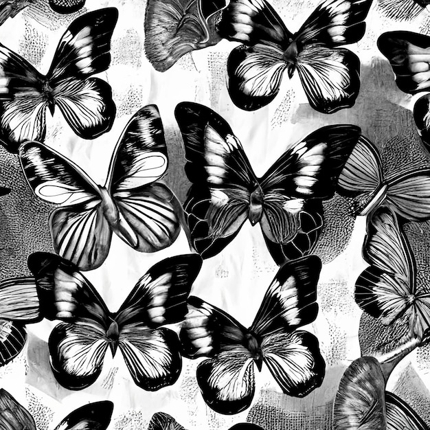 Черно-белый узор из бабочек с цифрой 1.