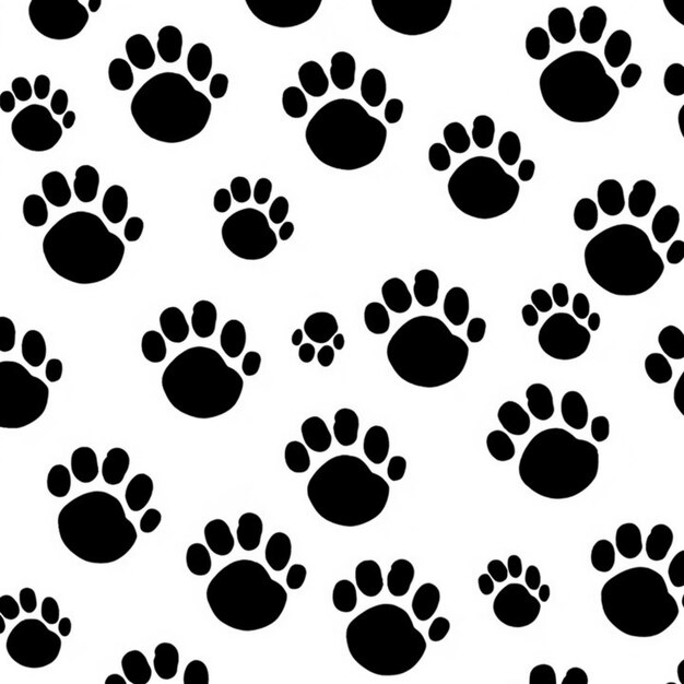 A black and white pattern of dog tracks.