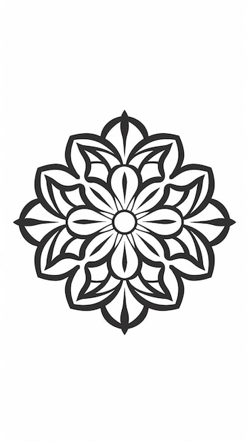 A black and white pattern of a flower.