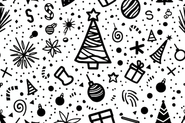 Black and white pattern simple line art with thick lines and bold outlines the background is fille