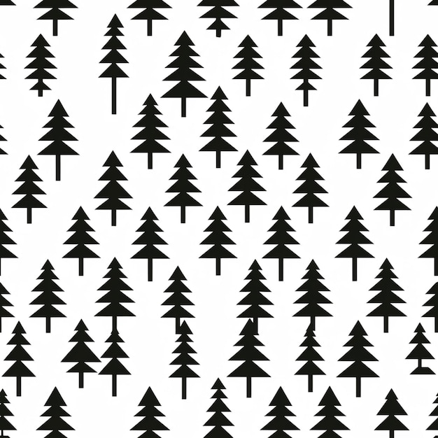 a black and white pattern of trees on a white background generative ai