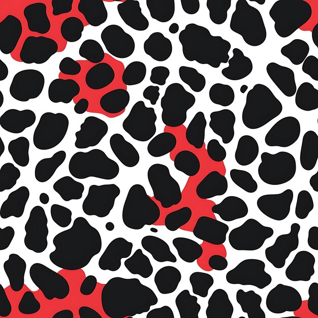 Photo black and white pattern with black spots and a red background