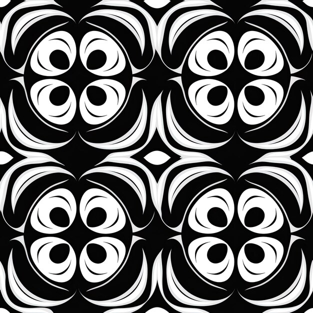 Photo a black and white pattern with circles and circles
