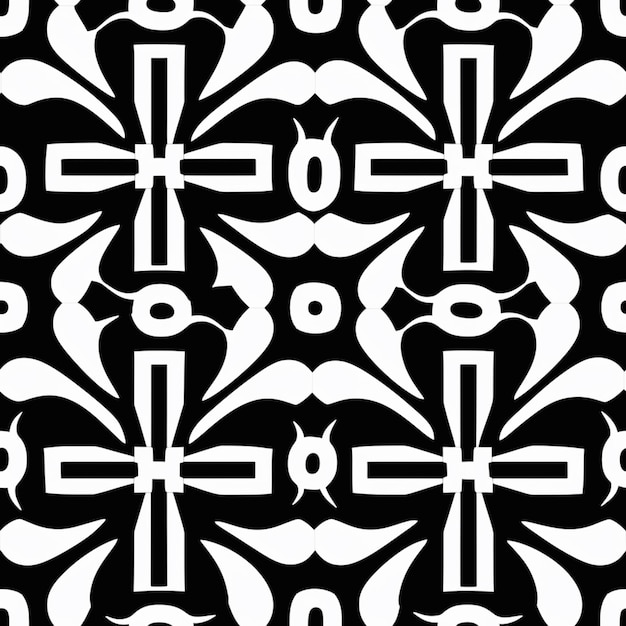 A black and white pattern with a cross on it generative ai