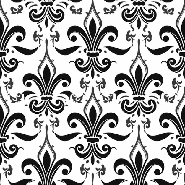 A black and white pattern with a fleurons and swirls generative ai
