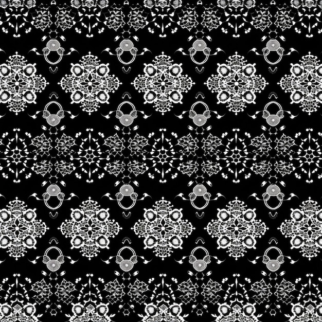 꽃 모티브로 된 흑백 패턴입니다.