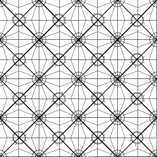 Photo a black and white pattern with the image of a geometrical pattern