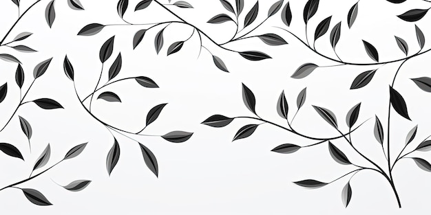 Photo a black and white pattern with leaves on a background