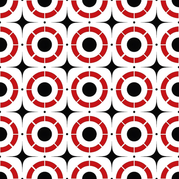 Photo a black and white pattern with a red circle and a black circle in the middle