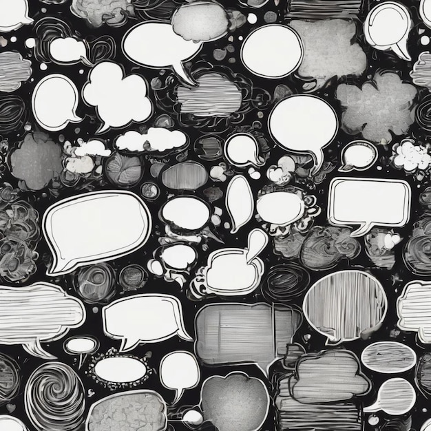 Photo black and white pattern with speech bubbles