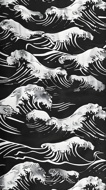 A black and white pattern with waves