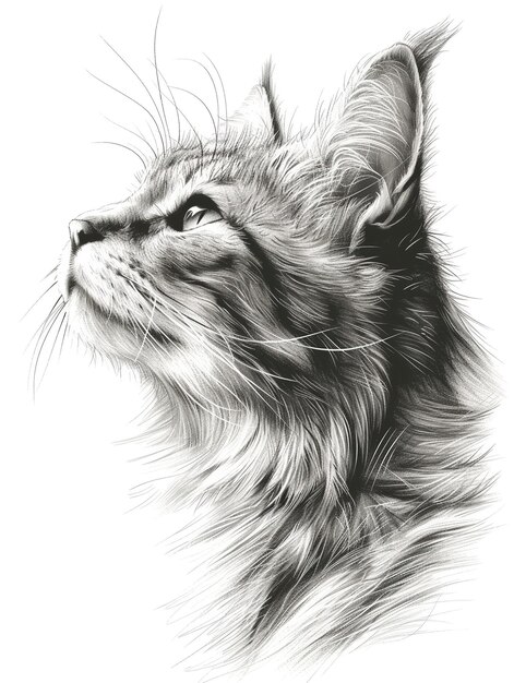 black and white pet drawing cat illustration for t shirt poster