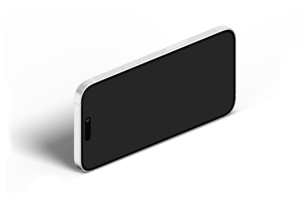 黒い画面が付いた白黒の携帯電話。