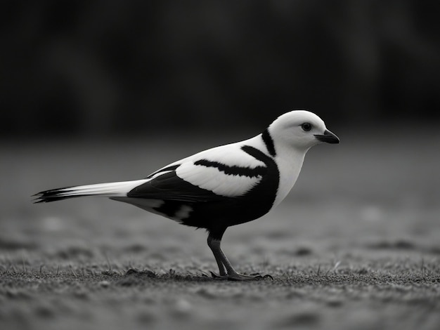 Photo a black and white photo of a bird with a black and white face